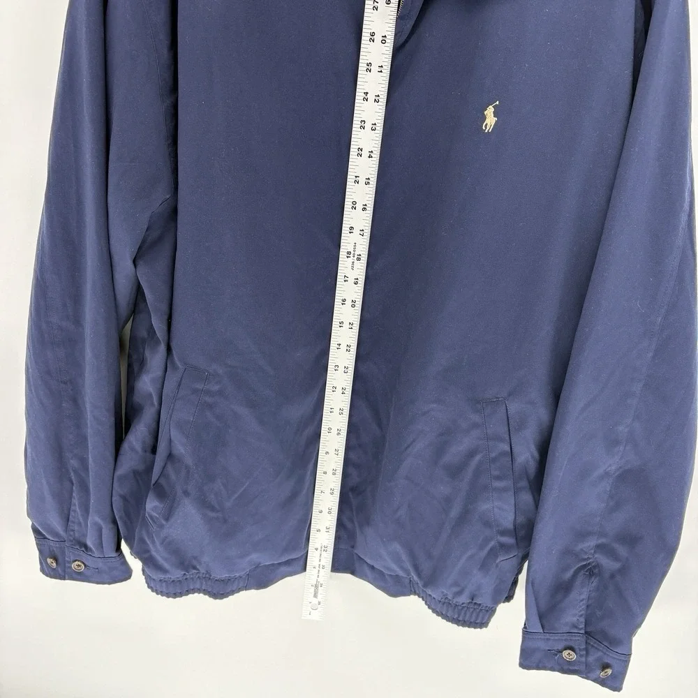 Vintage Polo Ralph Lauren Blue Harrington Jacket Grid Lined Full Zip Men 2LT